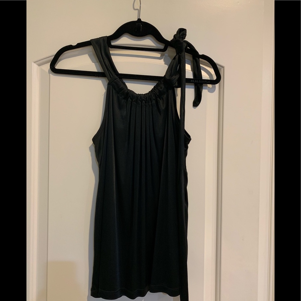 Black adjustable tie halter top